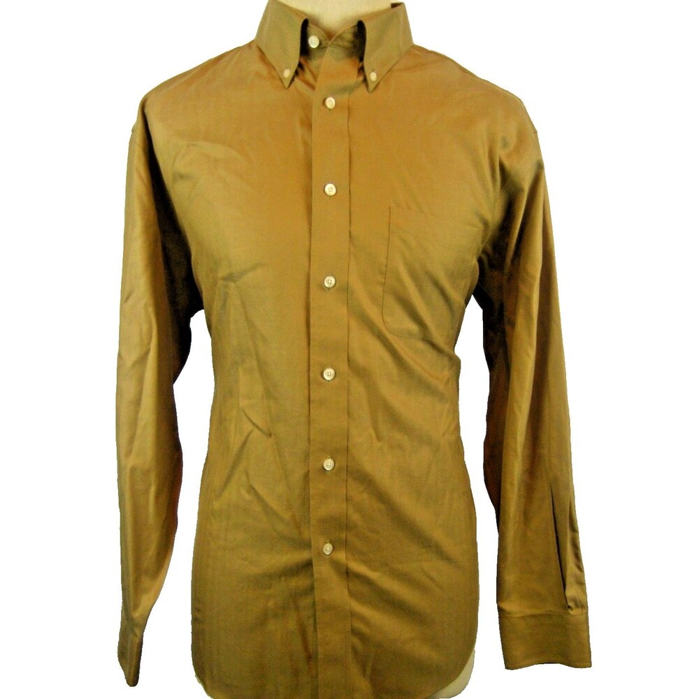 Mens TURNBURY Beige NoIron Herrigbone Weave LS Casual Shirt sz L
